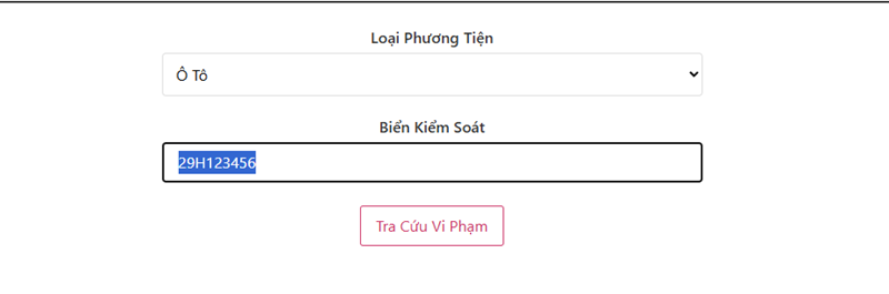 Nhập Biển Số để check Phạt Nguội Online